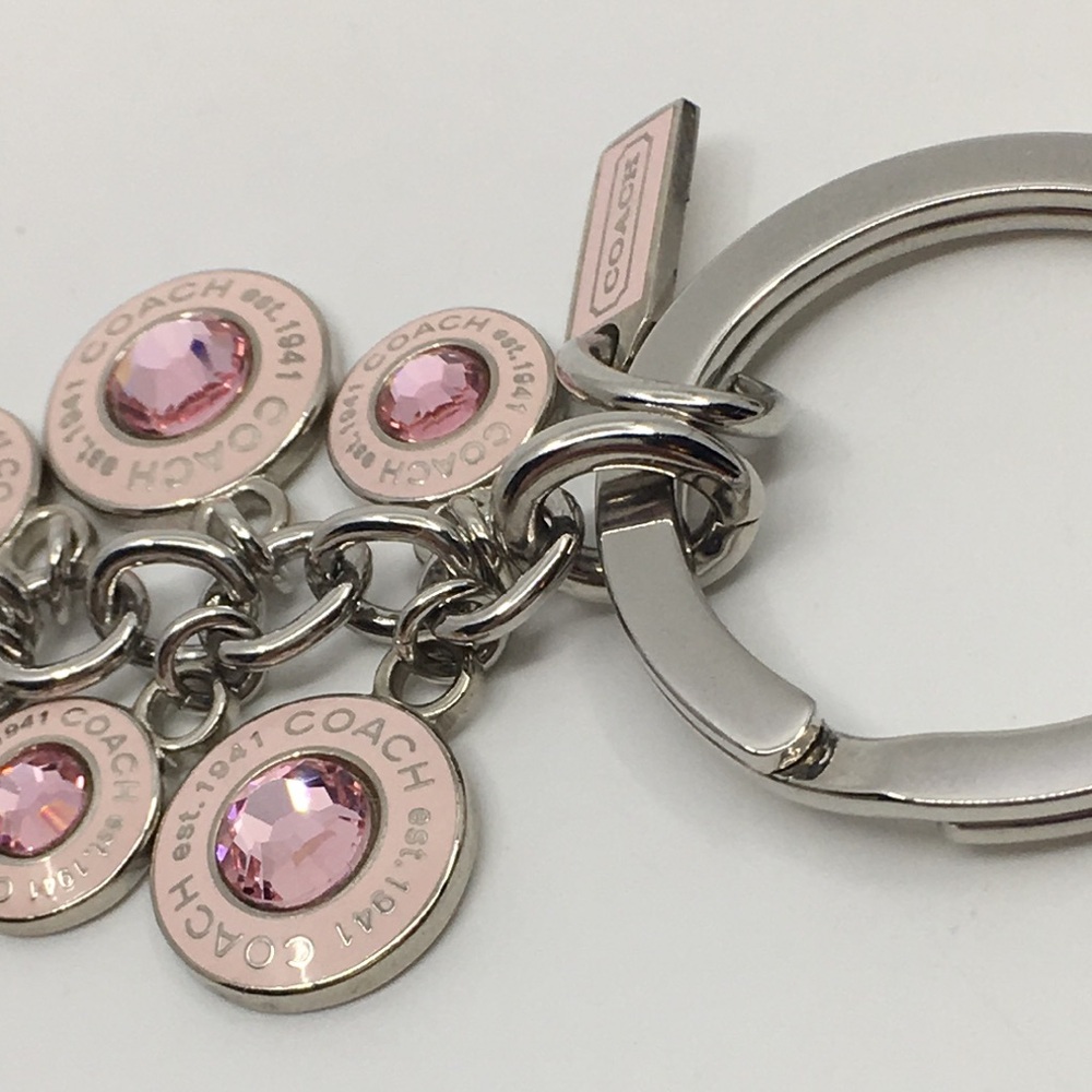 Coach -  Breast Cancer Awareness Pink Dangling Rhinestone Key Fob Keychain - Picture 15 of 16